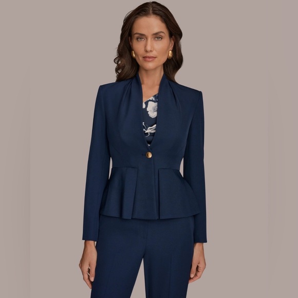 Donna Karan Jackets & Blazers - NWT Donna Karan Women's One-Button Peplum Jacket. Size 10. Nightfall